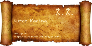 Kurcz Karina névjegykártya
